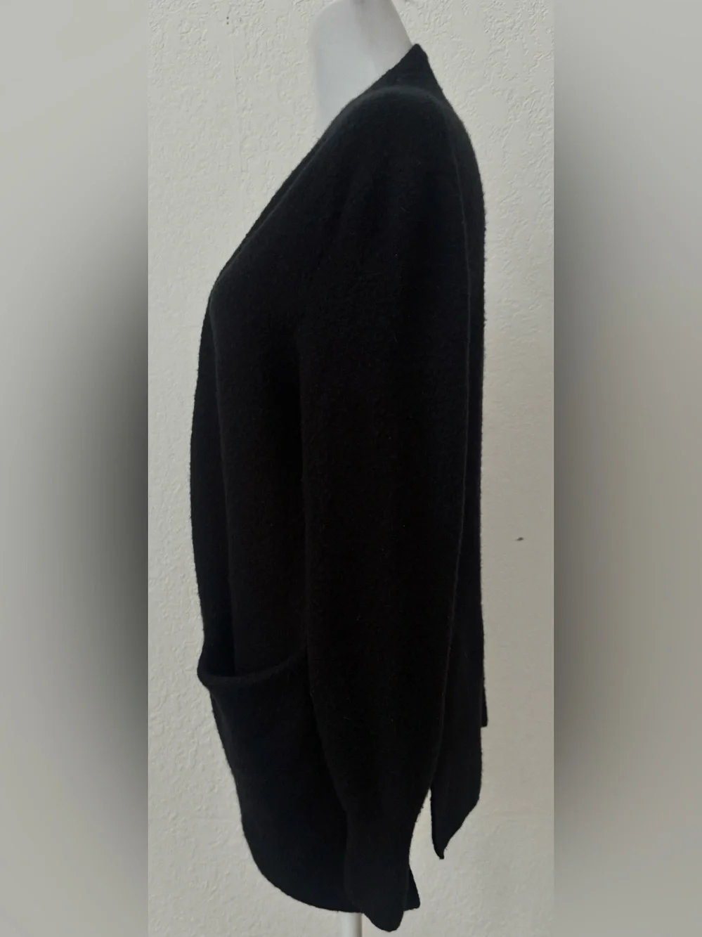 Madewell black fuzzy wool blend sweater open cardigan with patch pockets